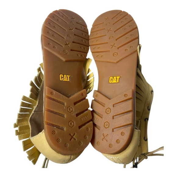 Caterpillar Women’s Jazmyne Light Yellow Leather Fringe Boho Sandals - Picture 6 of 9